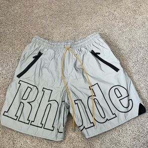Rhude Light Gray Shorts with Yellow Cord